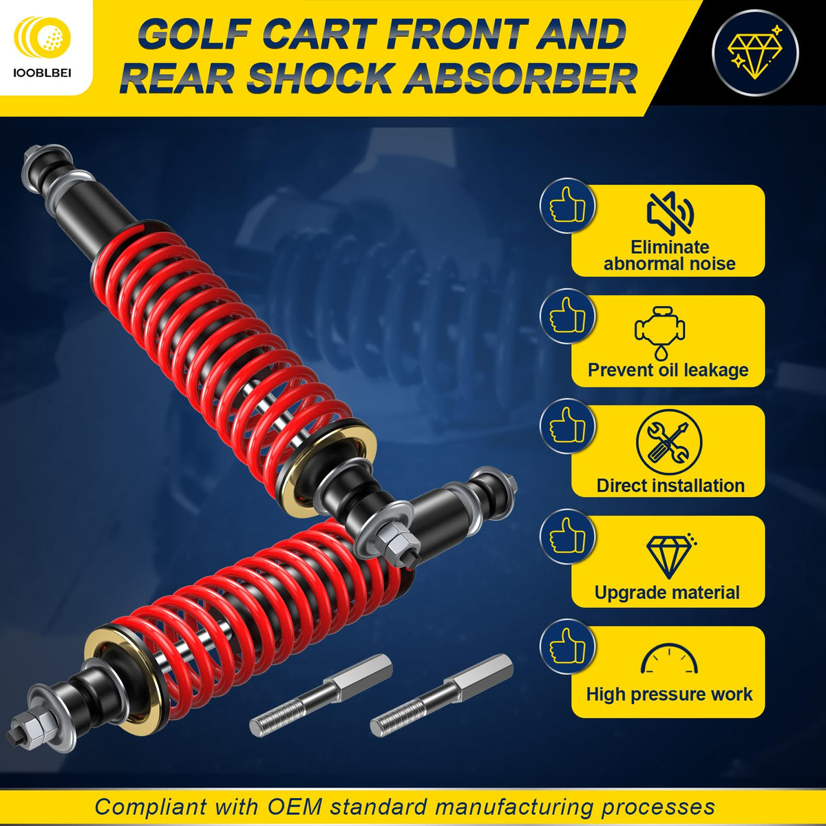 Close-up of the heavy-duty coil spring showing durability for rough roads.