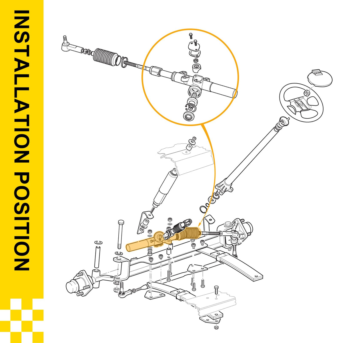 IOOBLBEI EZGO TXT steering rack assembly kit with essential hardware