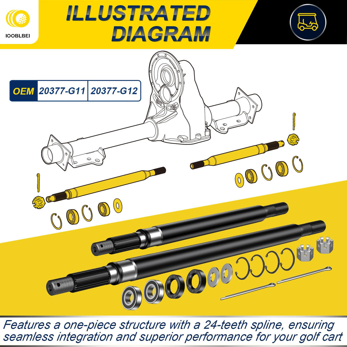 IOOBLBEI golf cart axle bearing seals for reduced friction and leaks.