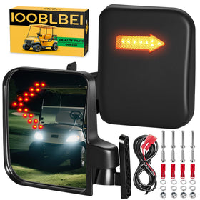 IOOBLBEI rear-view mirror on square-tube golf cart for wider rear visibility