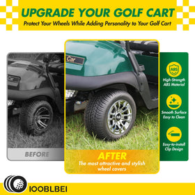 IOOBLBEI hub caps install easily to upgrade cart aesthetics on 8-inch wheels.