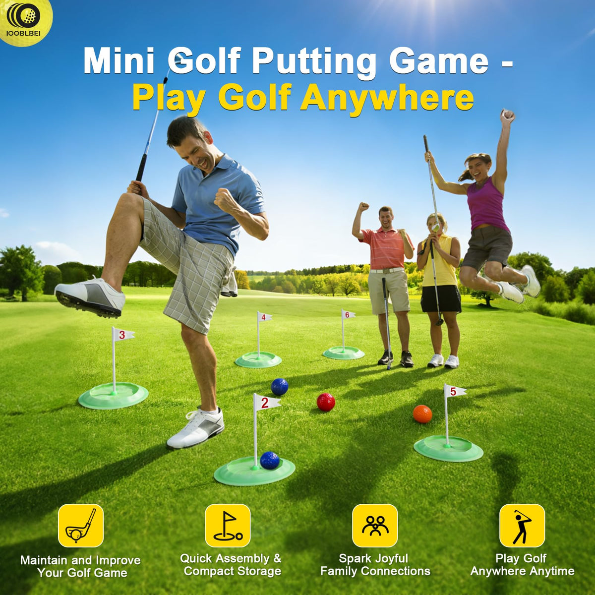 IOOBLBEI mini golf game on the beach setup for portable family fun