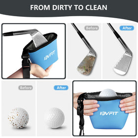 iovfit golf cleaning bag blue inside cloth for effective club and ball cleaning