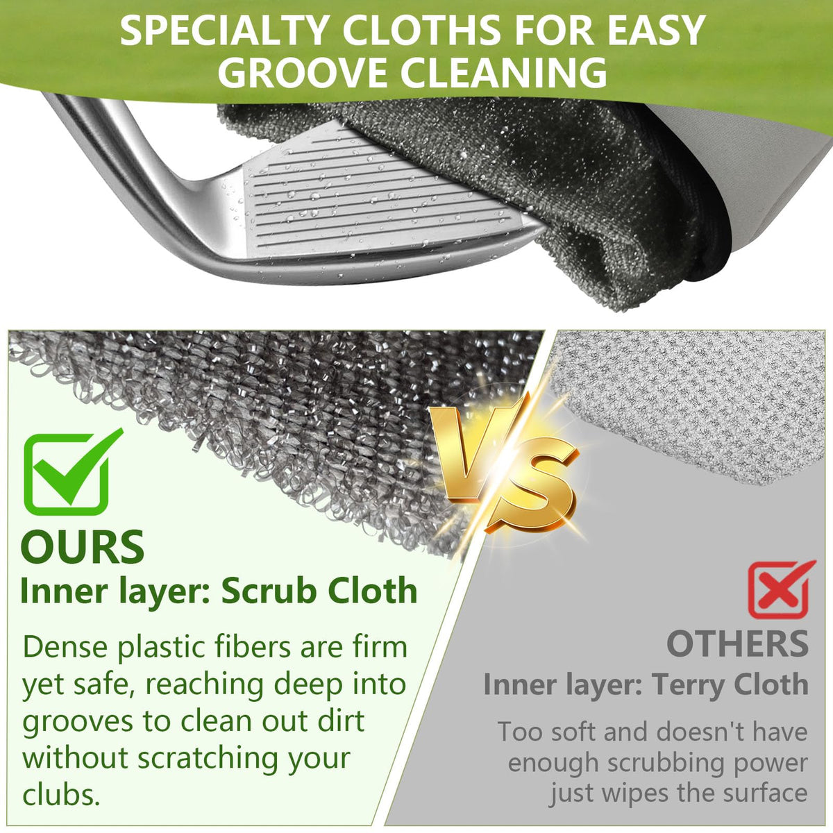 iovfit golf cleaner scrubs club grooves and ball surfaces to remove grass