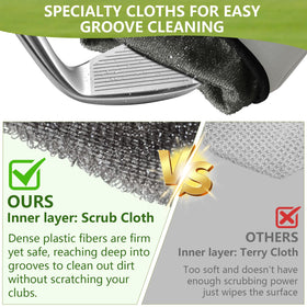 iovfit golf cleaner scrubs club grooves and ball surfaces to remove grass