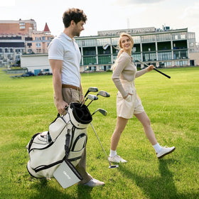 iovfit golf cleaner shows attachment to a bag for quick access