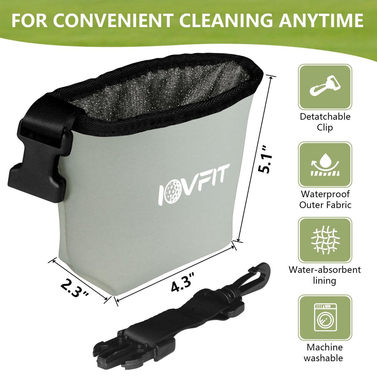 iovfit golf cleaner is ultra-light and compact for easy carry