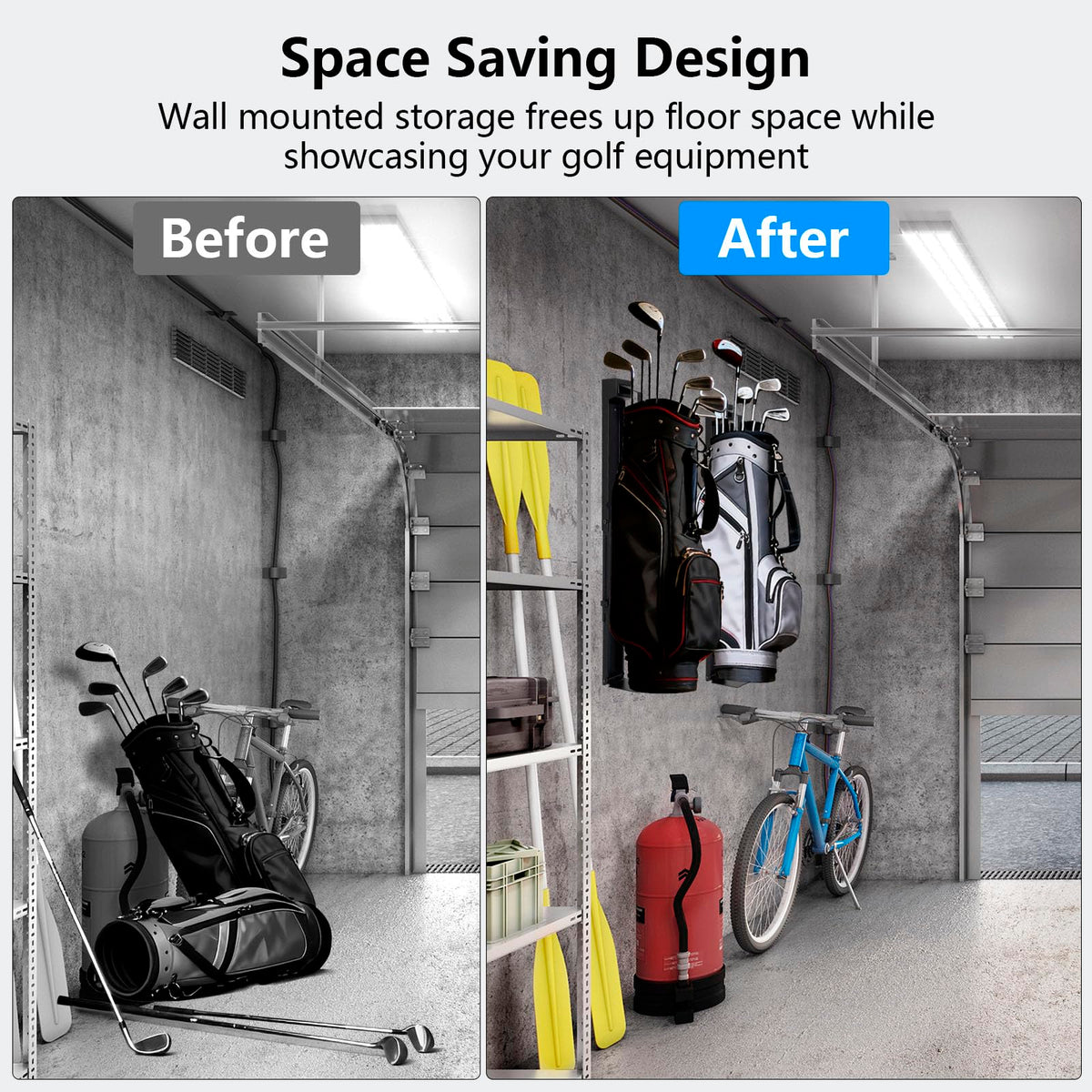 iovfit wall mount golf bag storage in garage use keeping bags off floor