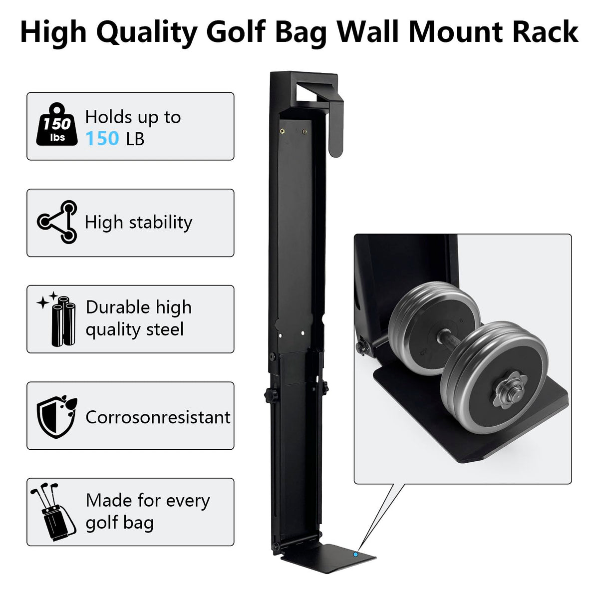 iovfit wall-mount golf bag storage installed on wall for clutter-free space