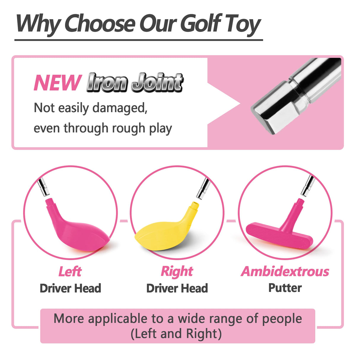 iPlay pink golf set with 15 balls for extended play sessions