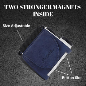 ipowlax metal-bag-clip attachment keeps rangefinder handy during rounds.