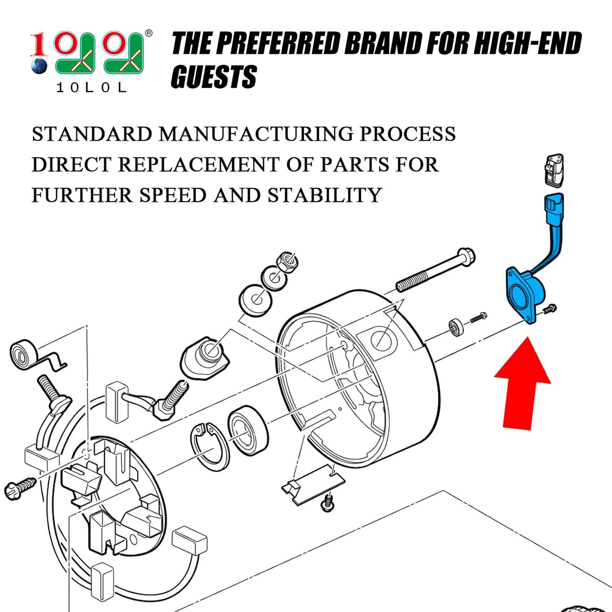 IQ High Speed Magnet for Club Car DS rear installation with no gear changes