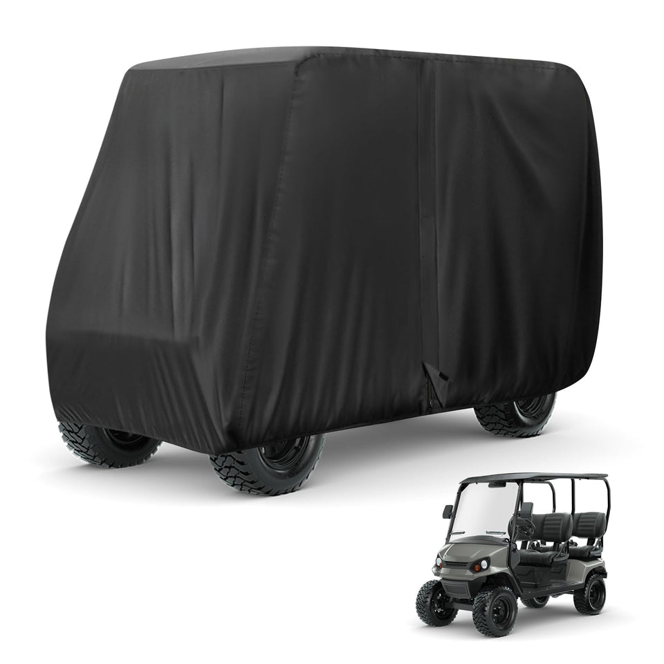 Isamant golf cart cover 4 passenger protects against rain and dust for lifted carts.