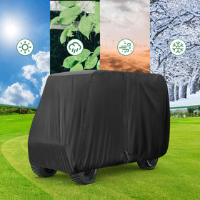 Isamant golf cart cover folded for easy storage when not in use