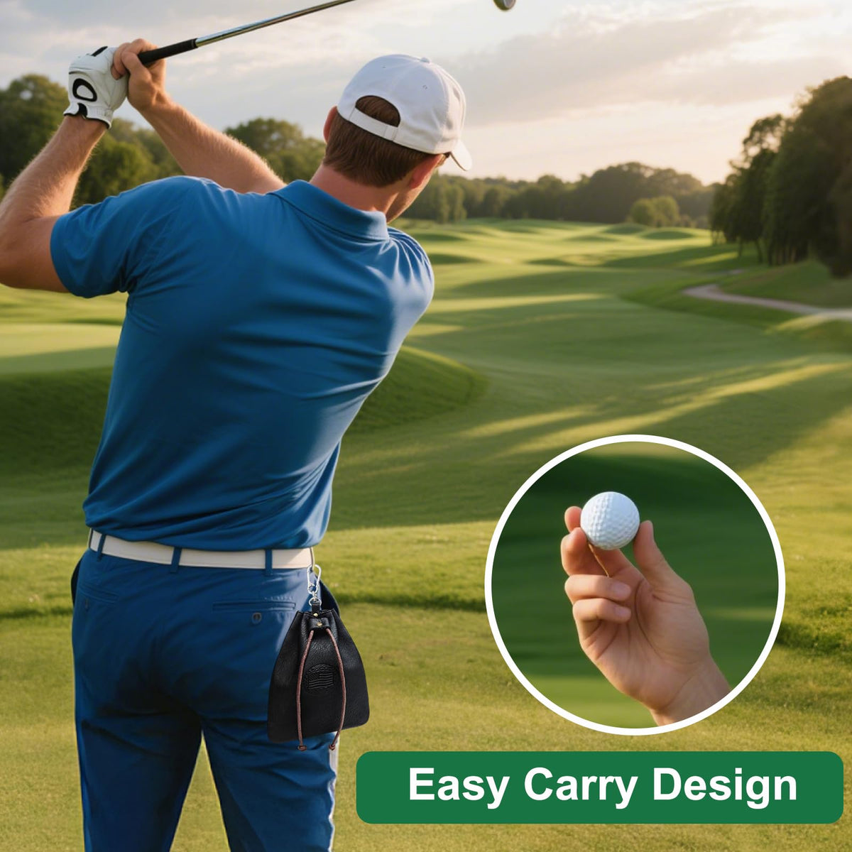 Compact dimensions of iSamzan golf tee bag 5.12 by 7.09 inches