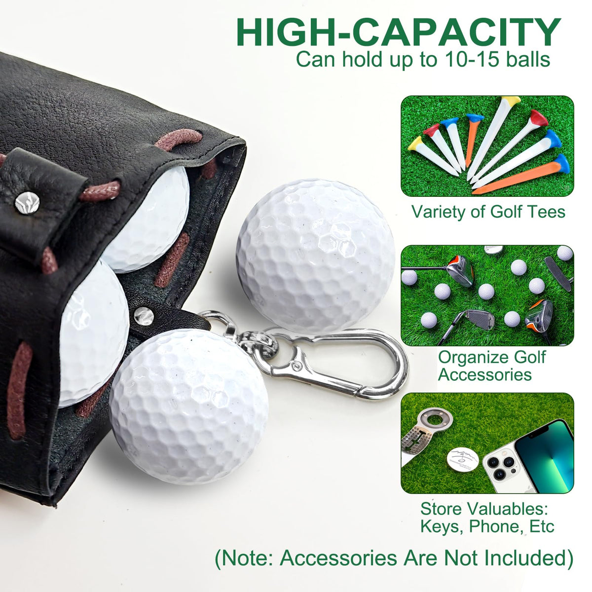 Metal clip on iSamzan golf pouch ready to attach to bag or belt