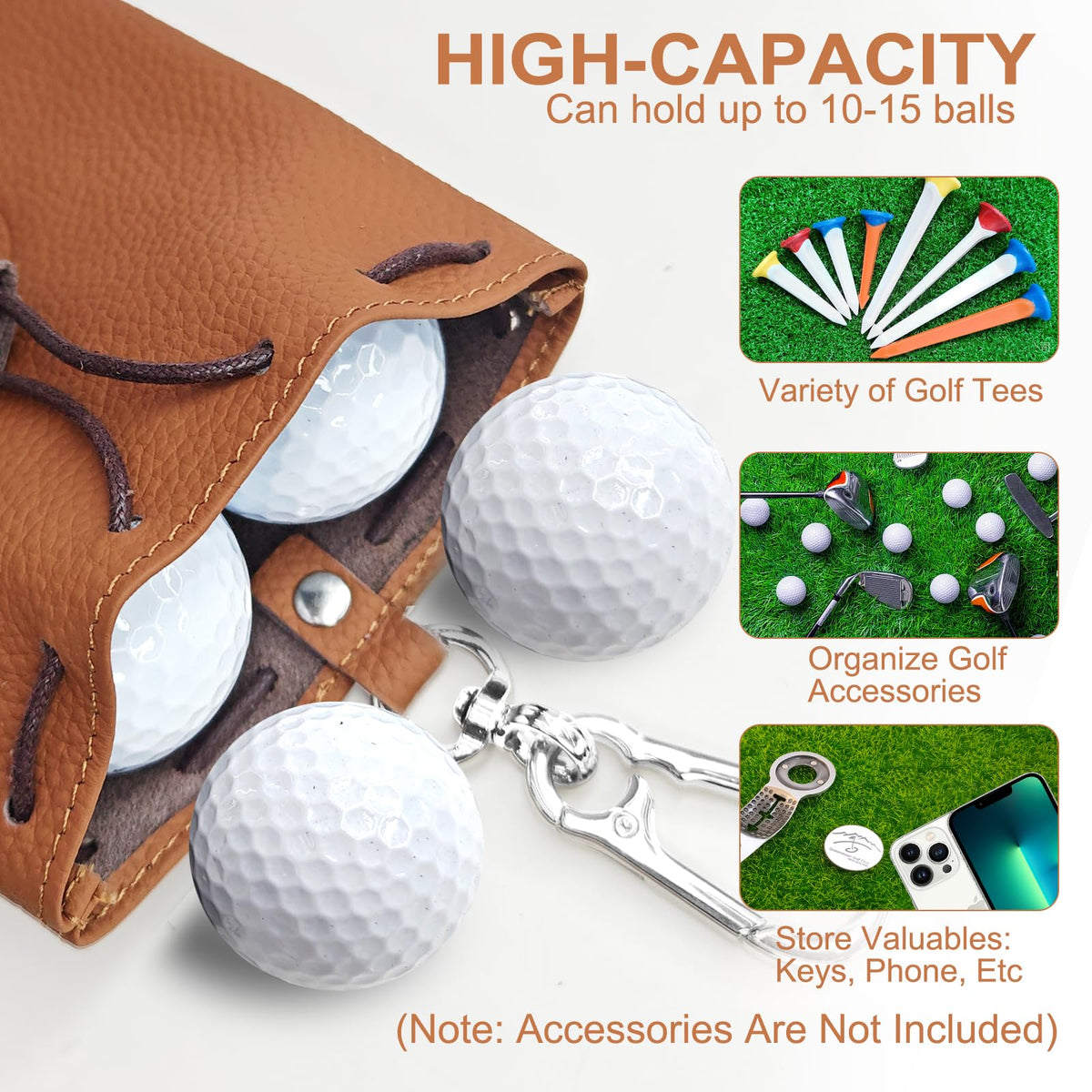 iSamzan compact pouch holds golf balls, tees, and markers.