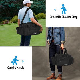 ITHWIU Disc Golf Storage Bag on a cart demonstrates easy transport.