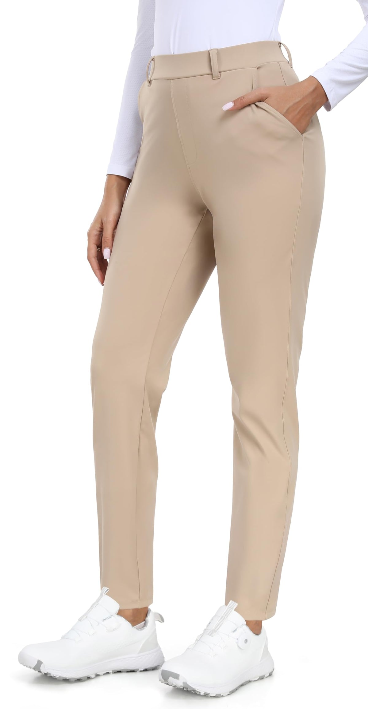 IUGA stretchy golf pants 7/8 length with pull-on design for easy wear and comfort.