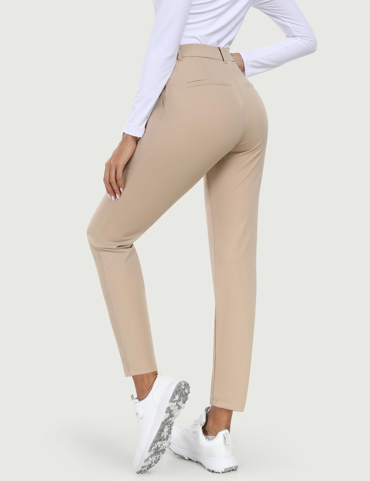 IUGA women's work pants with elastic waistband for secure, comfortable fit.