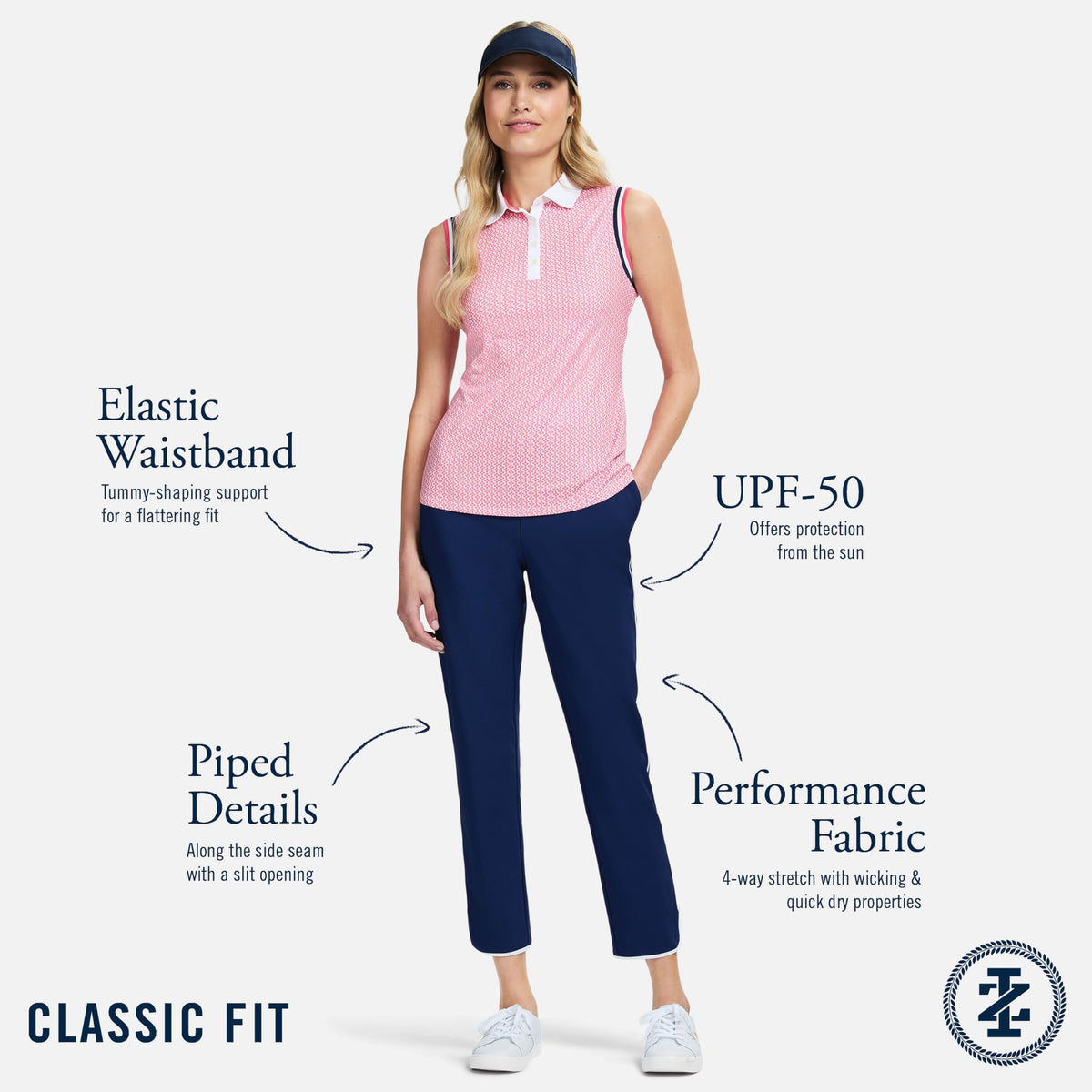 IZOD Candi Piped Capri piping detail adds chic athletic style.