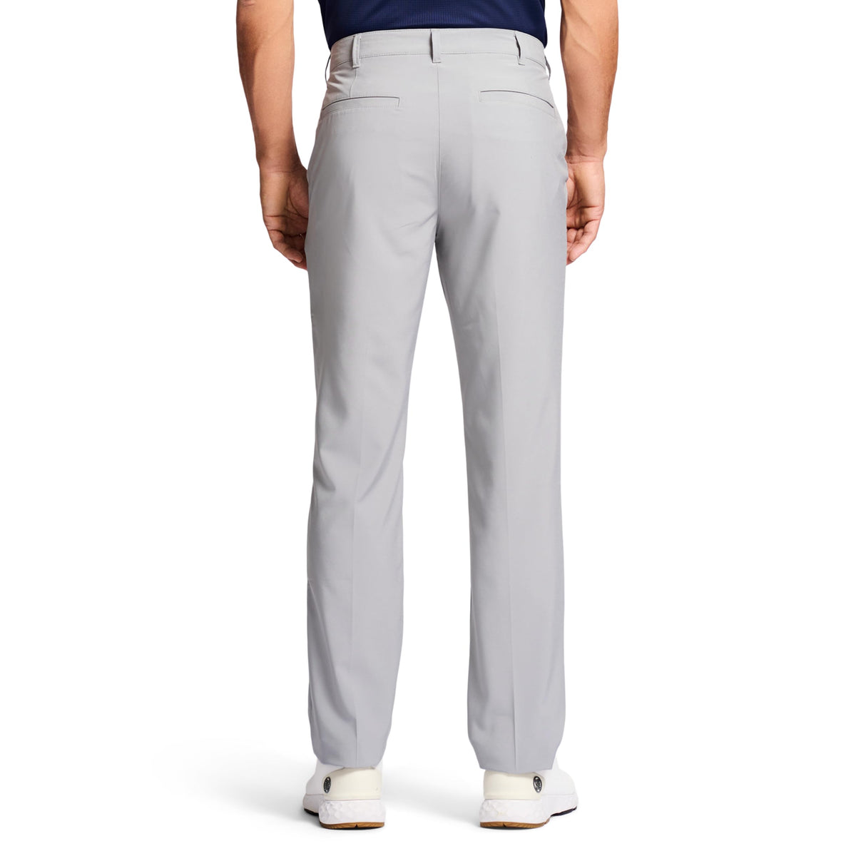 IZOD SwingFlex pants Cinder Block, side view highlighting tapered leg and stretch.