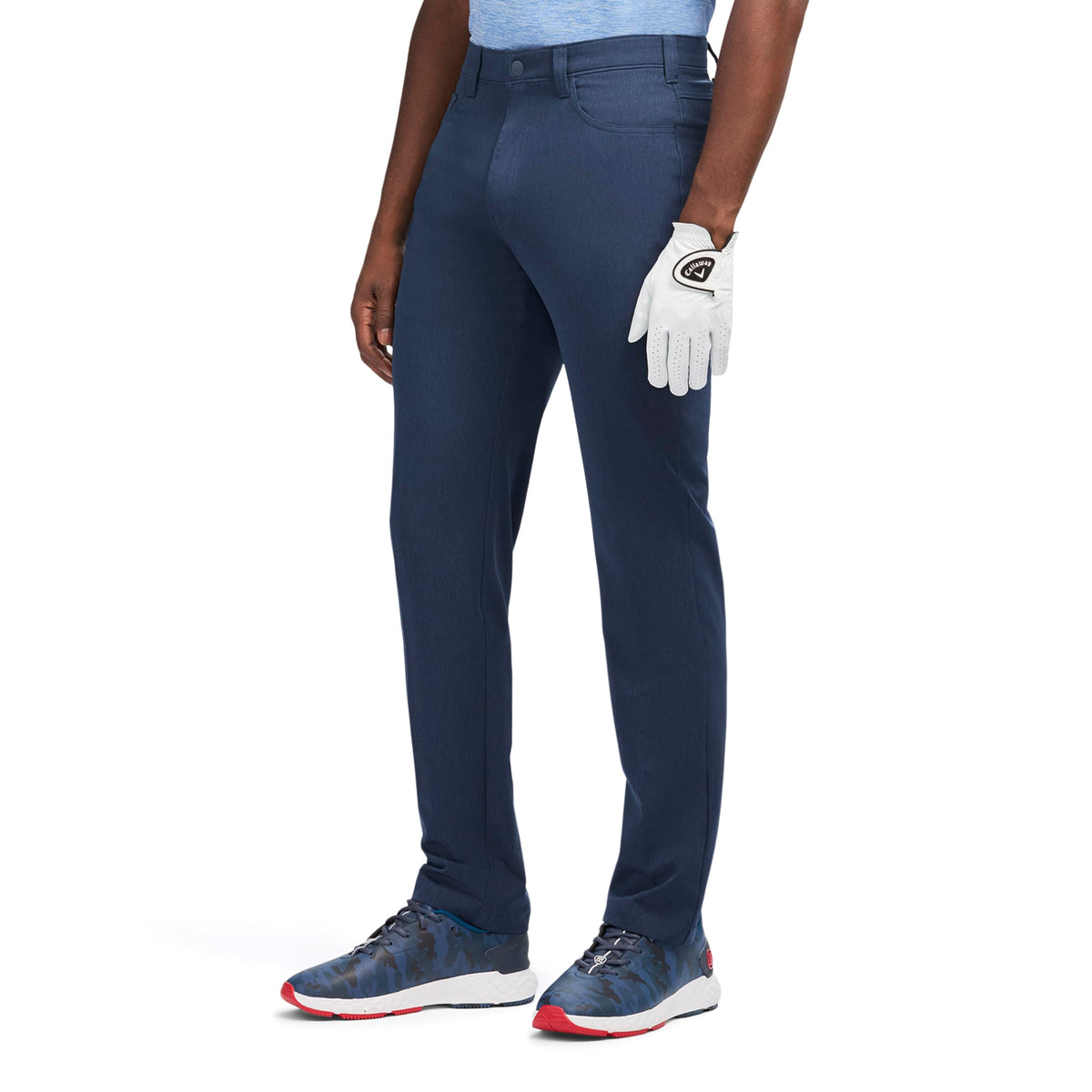 Izod Swingflex dobby pant back view shows back yoke and premium construction