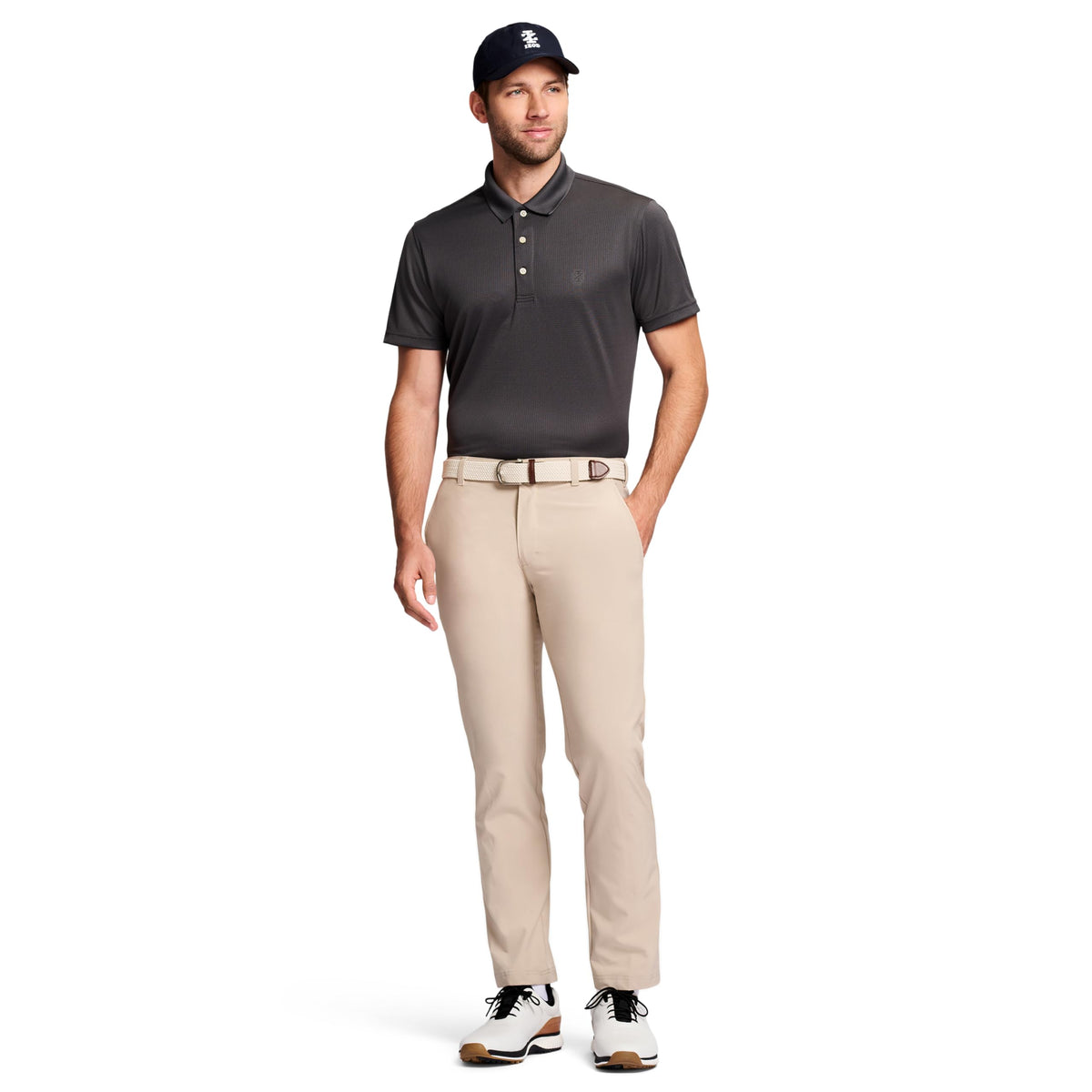 IZOD SwingFlex pants with belt-loop waistband for secure, adjustable fit.