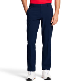 IZOD SwingFlex pants front view in peacoat, showing slim fit for work or golf.