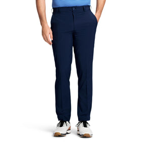 IZOD Swingflex straight-fit pants front view in peacoat for versatile work-to-golf wear.