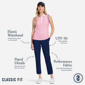 IZOD Candi Piped Capri fabric close-up reveals stretch for daily wear