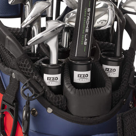 Multiple IZZO tubes in a golf bag demonstrating organized storage