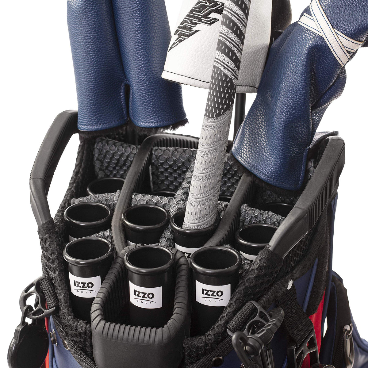 IZZO Golf Club Tube enables quick removal and replacement of clubs.