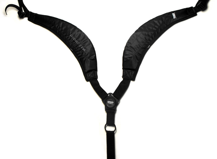 Izzo Golf Comfort Swivel Dual-Strap attached to bag for balanced, comfortable carry.
