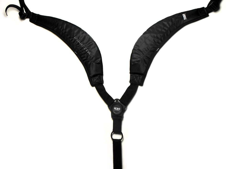 Izzo Golf Comfort Swivel Dual-Strap attached to bag for balanced, comfortable carry.
