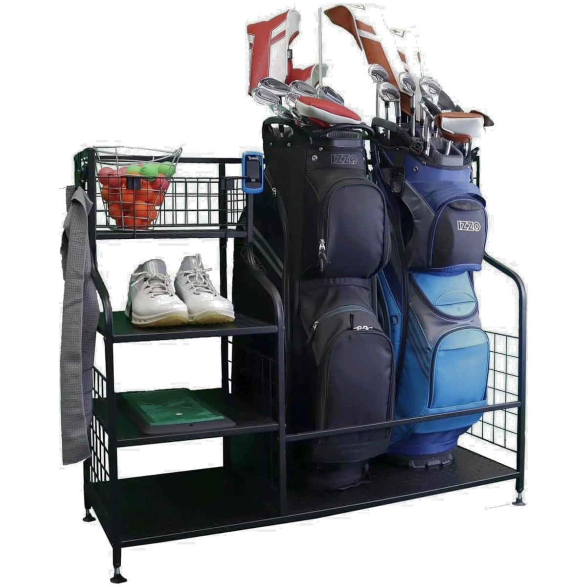 Izzo Golf Garage Storage Organizer with two bags for garage organization