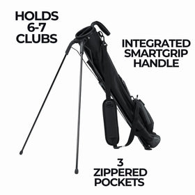 Izzo Sunday Stand Bag shows 3 pockets for balls, tees, and towels