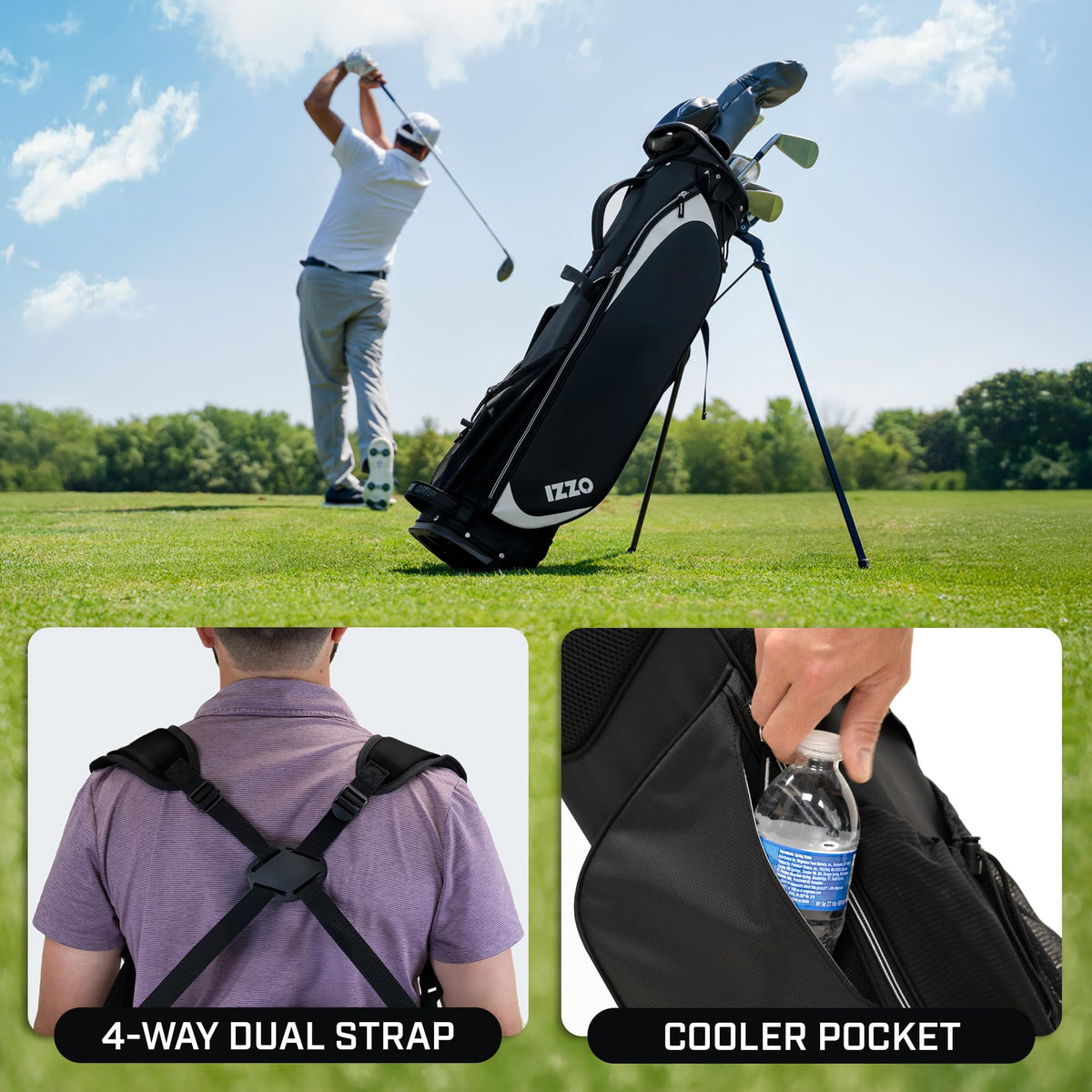 Izzo Quik 9 water-resistant valuables pocket keeps essentials safe on the course.