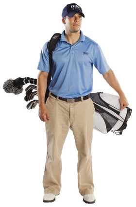 IZZO Sidewinder strap adjustment view highlights easy fit on stand or cart bags.
