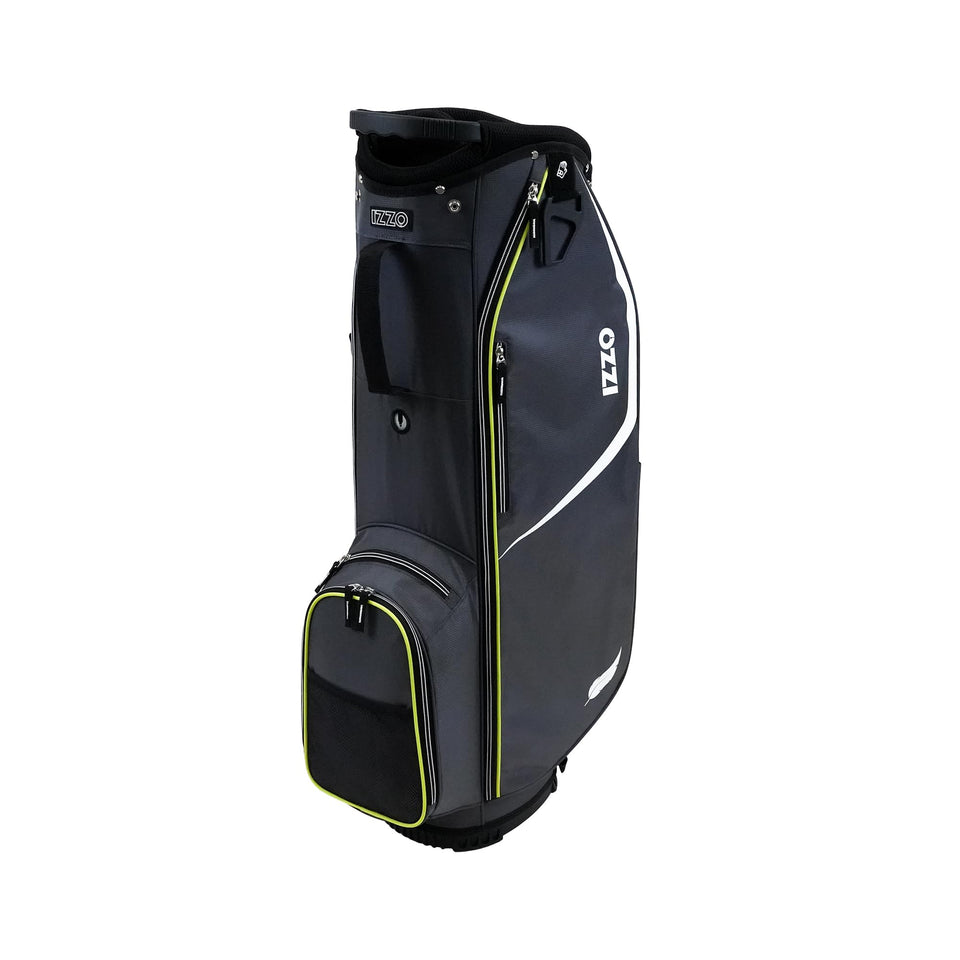 Izzo Ultra-Lite cart bag with 14-way top keeps clubs organized for quick access on the course