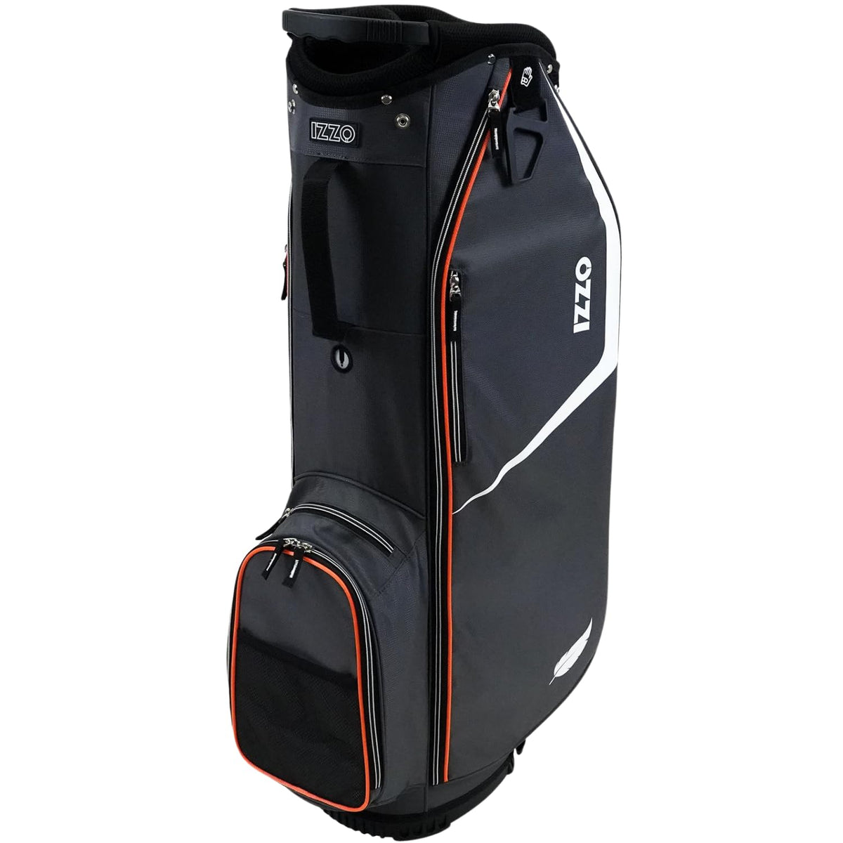 Izzo Ultra-Lite cart bag with 14-way top keeps clubs organized on the course.