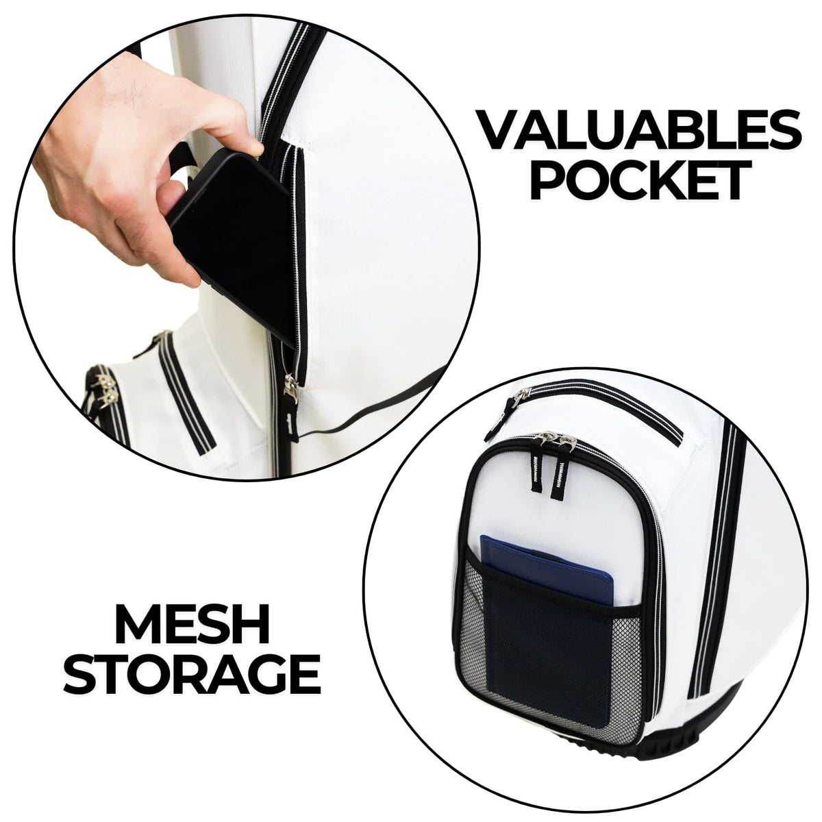 Izzo Ultra-Lite cart bag insulated water bottle pocket for hydration on course.