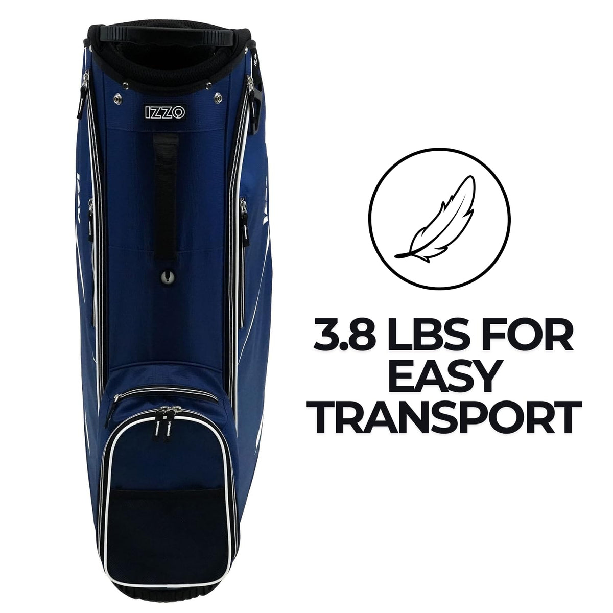 Izzo Ultra-Lite Cart Bag Navy 14-way top for organized clubs