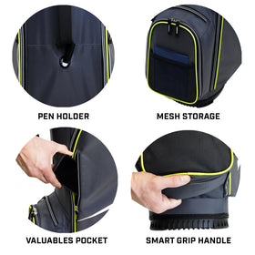Izzo Ultra-Lite cart bag umbrella holder ready for on-course weather protection