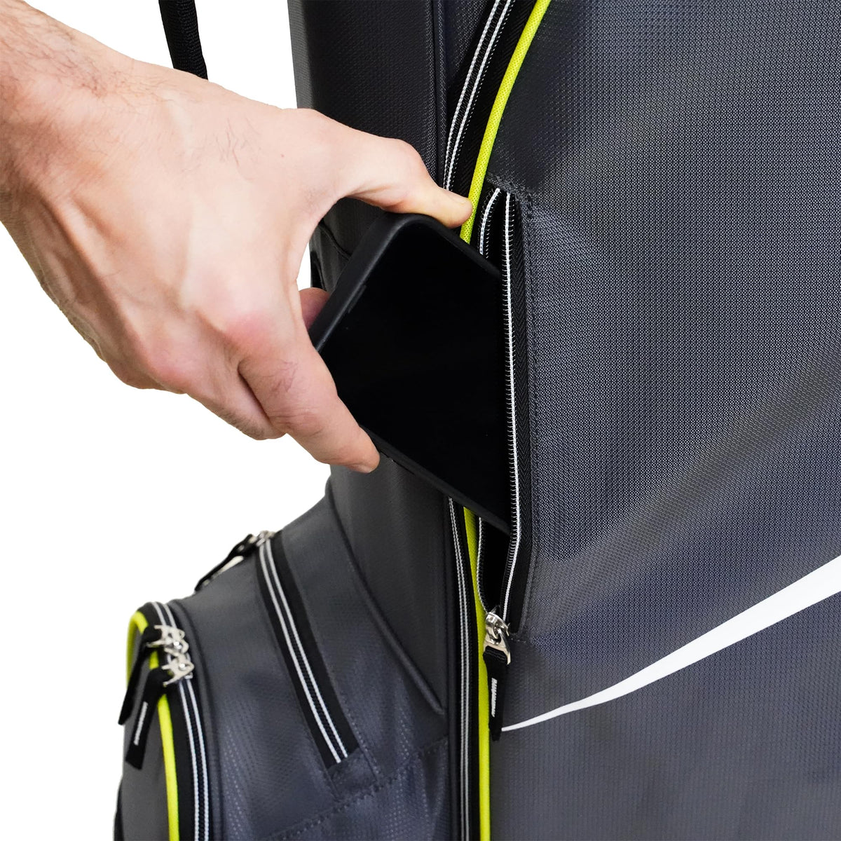 Izzo Ultra-Lite cart bag waterproof valuables pocket keeps essentials dry during rain