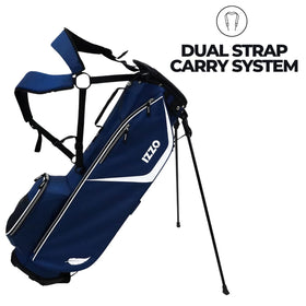 Izzo Ultra-Lite Stand Bag 4-way top emphasizes club separation with full-length dividers.