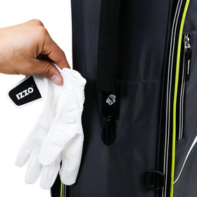 Izzo Ultra Lite Stand Bag rain hood protects contents in wet conditions.