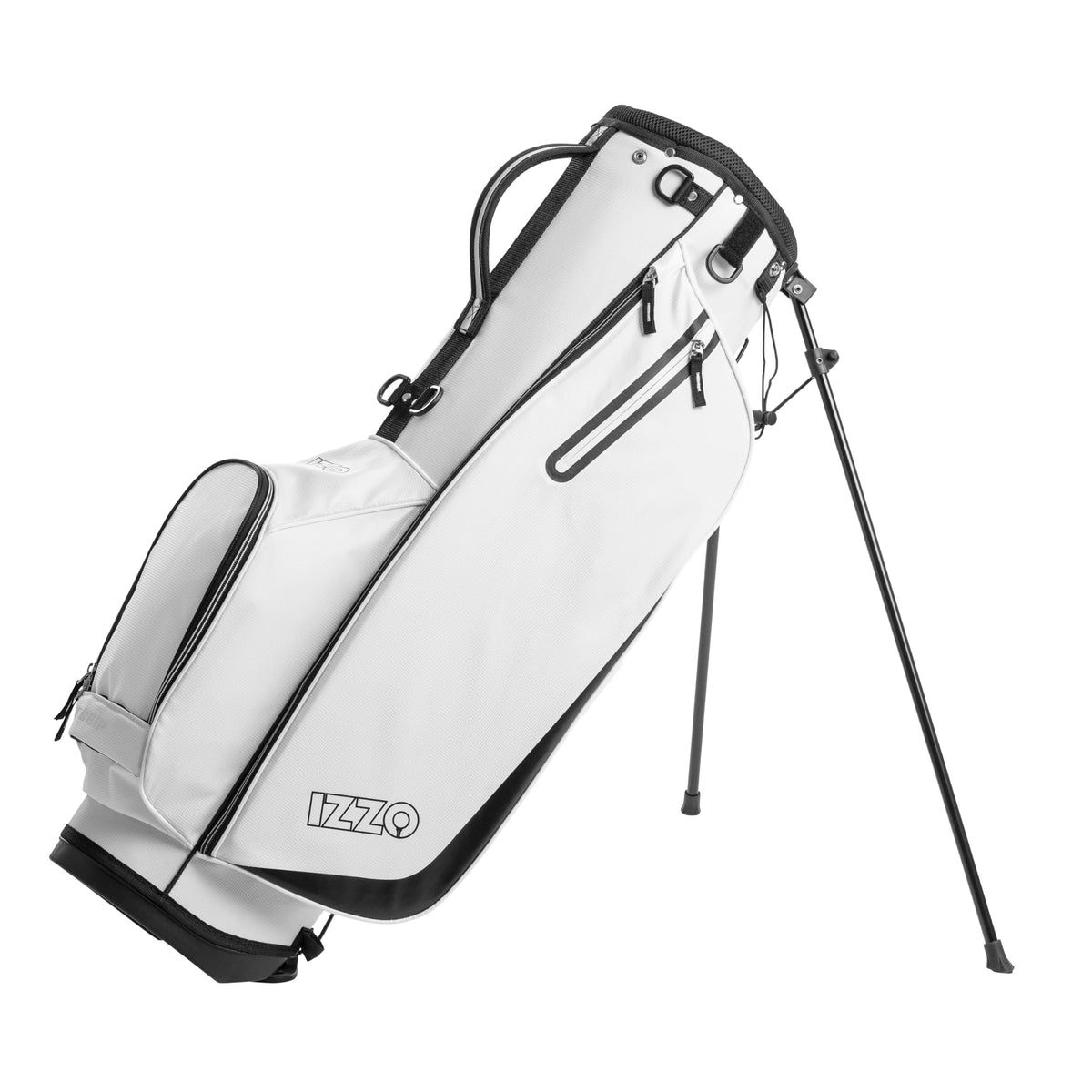 Izzo Ultra-Lite Stand Bag top view showing the organized 4-way top for quick club access.