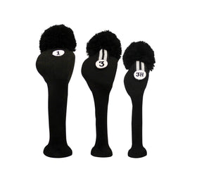 IZZO Vintage Fairway Headcover Black with marker for quick club ID