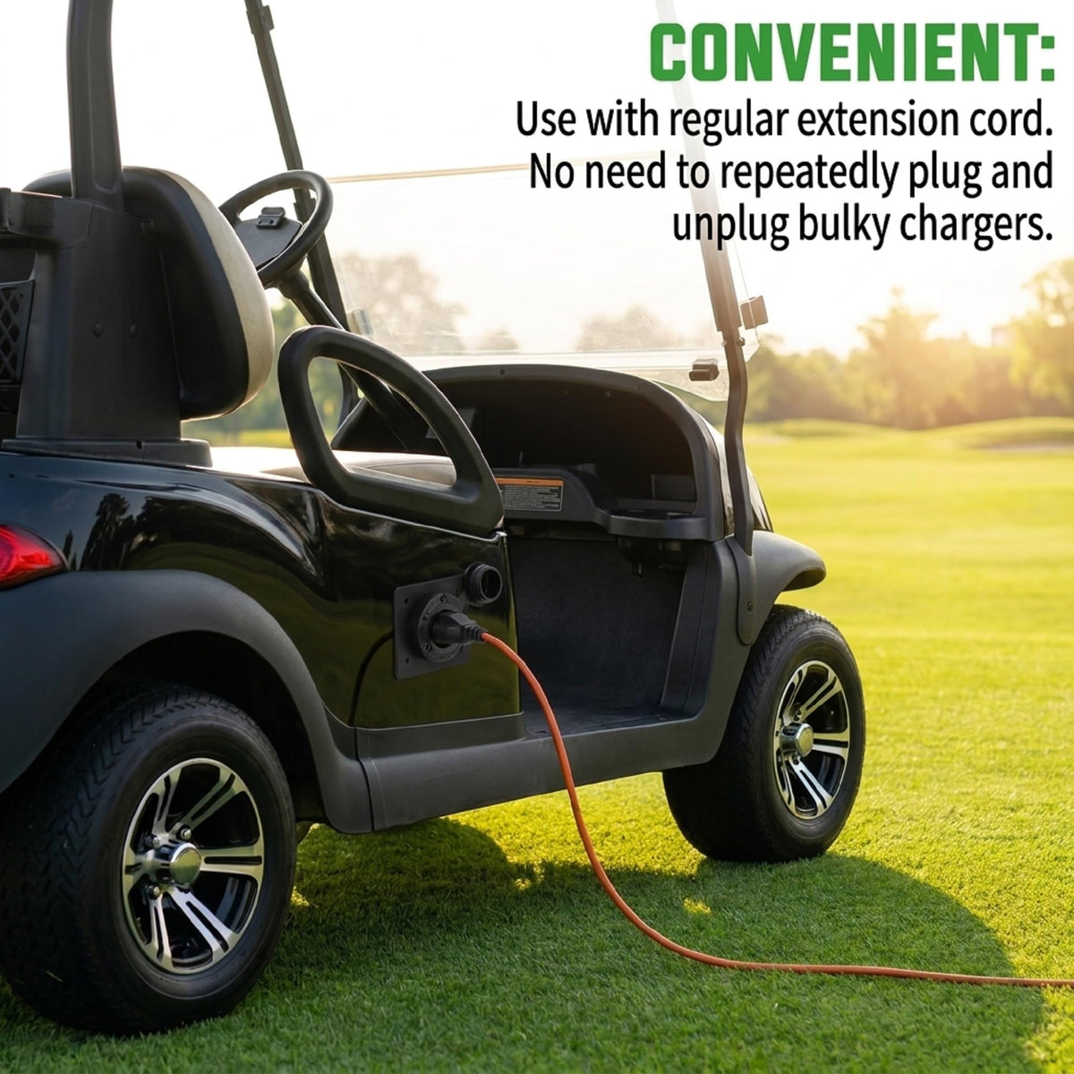 JacEnergy EZGO TXT compatibility adapter ensures secure, direct charging connections.